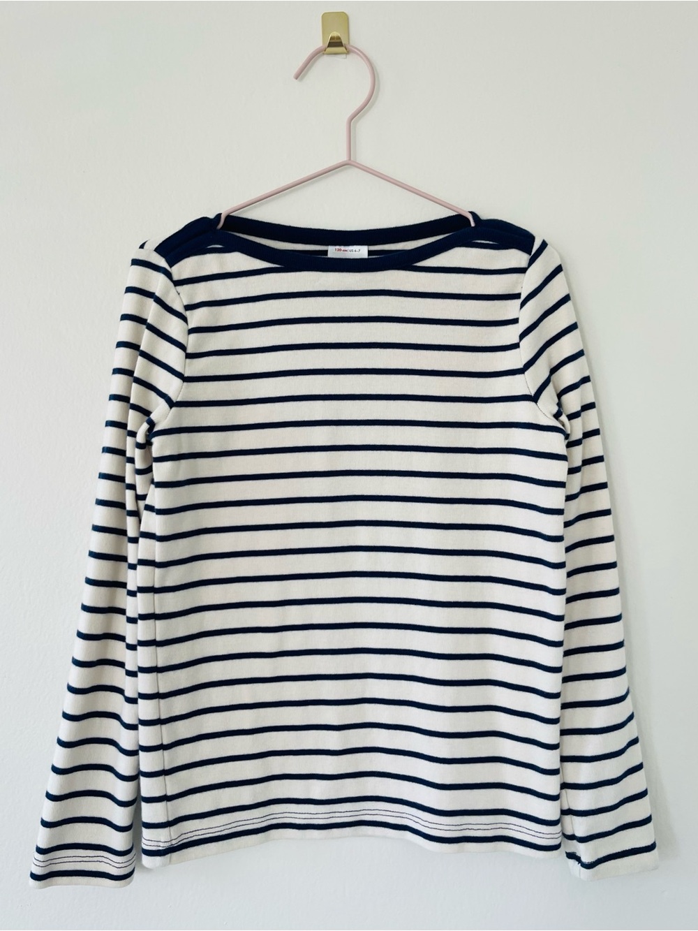 Hanna Andersson Navy & White Striped Boatneck Top